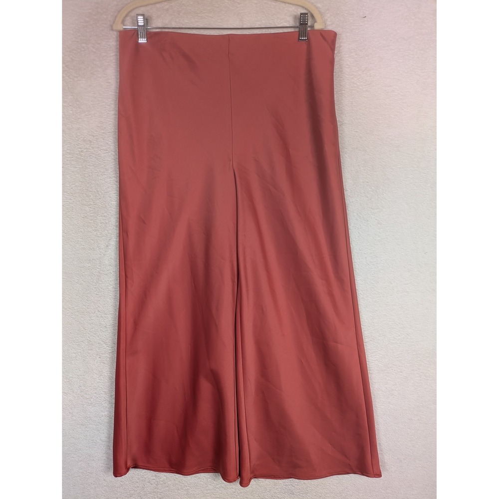 Joie Wide Leg Pants Women's 12 Terracotta Satin High Rise Culotte Relaxed Fit